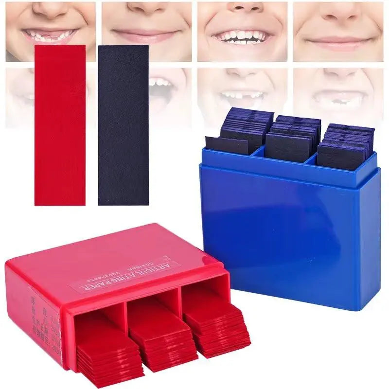 300 Sheets Dental Bite Paper Disposable Dentist Blue/Red Double - Sided Bite Strip Oral Teeth Care Whitening Dentistry Material - Omnara