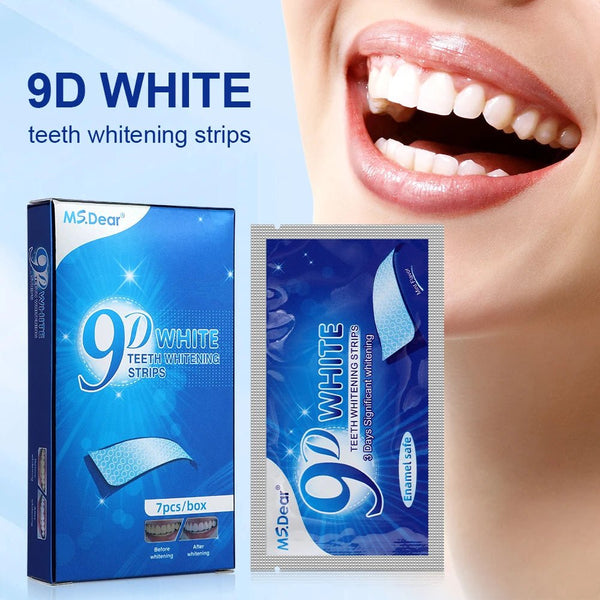 Achieve a Dazzling Smile with 14Pcs 9D Teeth Whitening Strips - Mint Scented Oral Care for Stunningly White Teeth! - Velora