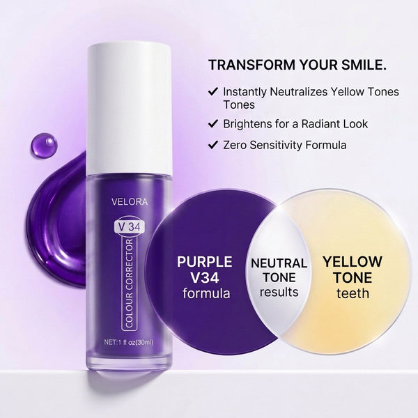 V34 Purple Colour Corrector & Enamel Care for Whiter-Looking Teeth Velora