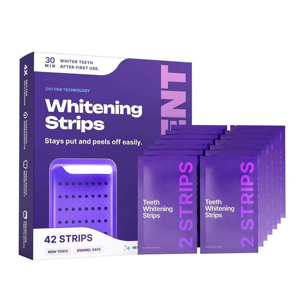 Transform Your Smile with Purple Gel Teeth Brightening Strips - 42 Pack for Sensitive Teeth, Peroxide Free, Easy to Use! - Dr. Dent - OFFICIAL