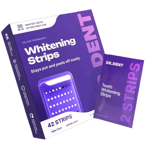 Transform Your Smile with Teeth Brightening Strips - 42 Pack for Sensitive Teeth, Peroxide Free, Easy to Use! - Dr. Dent - OFFICIAL