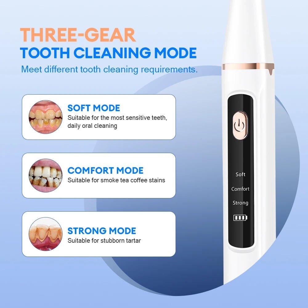 Ultrasonic Dental Calculus Remover with 9D Teeth Whitening Strips and Electric Tooth Cleaner Set for Plaque and Tartar Removal - Velora