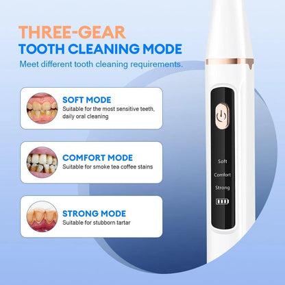 Ultrasonic Dental Calculus Remover with 9D Teeth Whitening Strips and Electric Tooth Cleaner Set for Plaque and Tartar Removal - Velora