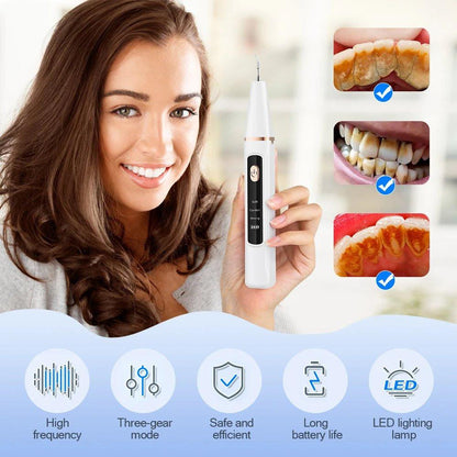 Ultrasonic Dental Calculus Remover with 9D Teeth Whitening Strips and Electric Tooth Cleaner Set for Plaque and Tartar Removal - Velora