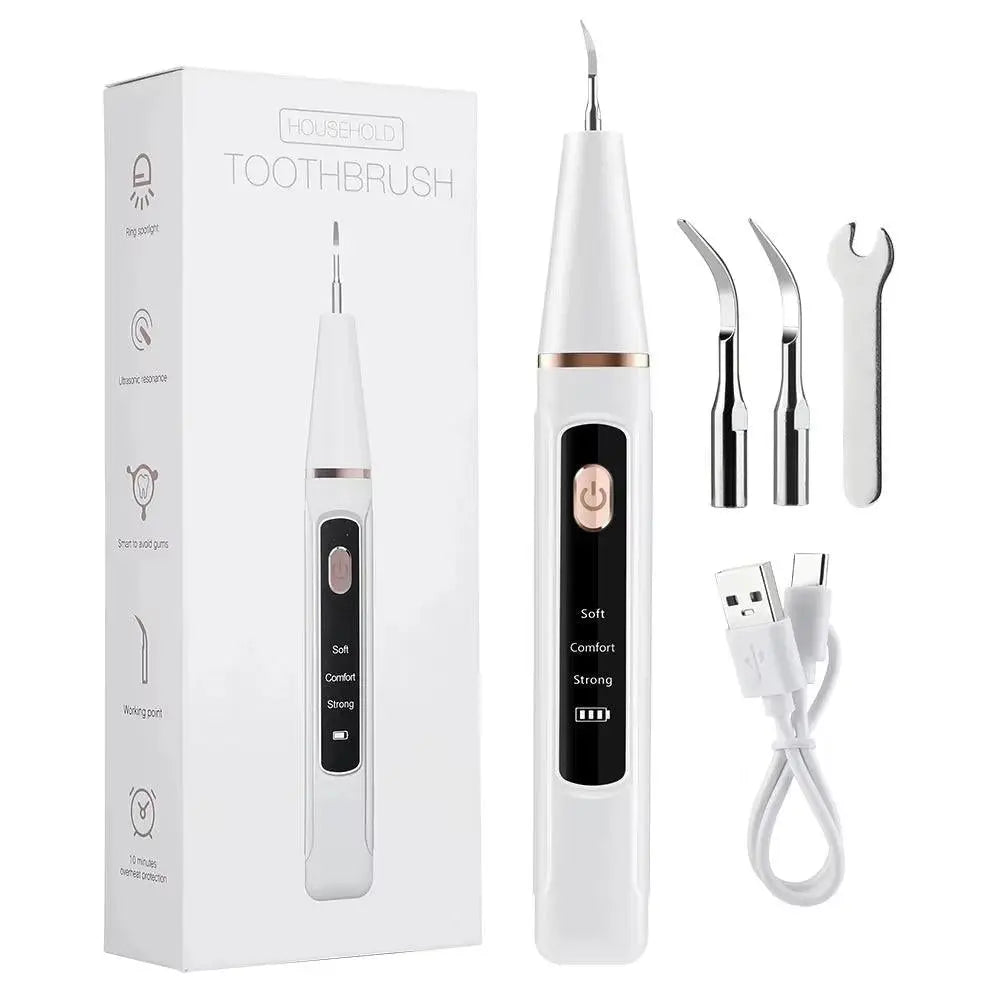 Ultrasonic Dental Calculus Remover with 9D Teeth Whitening Strips and Electric Tooth Cleaner Set for Plaque and Tartar Removal - Velora